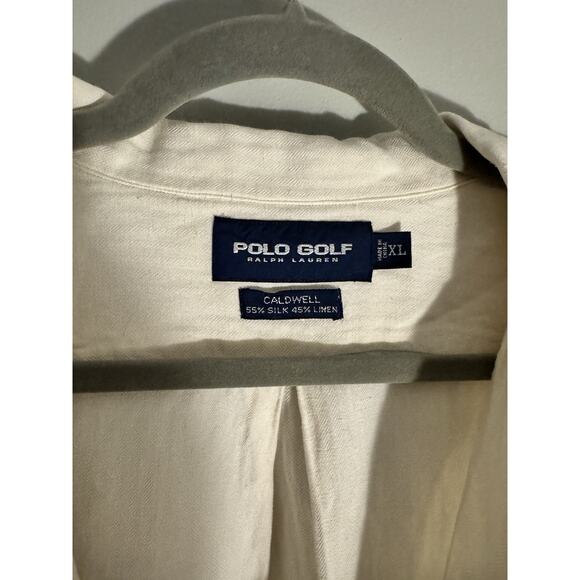 Polo Golf Vintage Ralph Lauren Ivory Short Sleeve Caldwell Silk Linen Shirt - XL - Picture 3 of 8